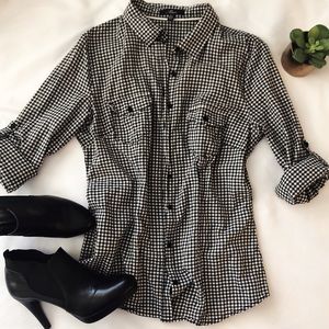 Mavi Black & White Gingham Button Down Shirt L